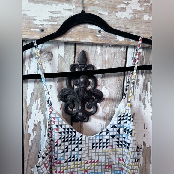 Pretty Garbage Geo Print Ruched Mini Dress size Small NWT Side zipper, Lined - Picture 5 of 9